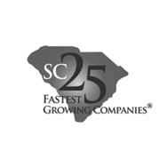 Logo featuring the shape of South Carolina with the text SC 25 Fastest Growing Companies overlaid in black and white, highlighting JEAR Logistics as a standout business in the region.
