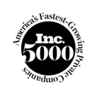Black and white circular logo with Inc. 5000 at the center, JEAR Logistics featured prominently, and the words America’s Fastest-Growing Private Companies wrapped around the edge.